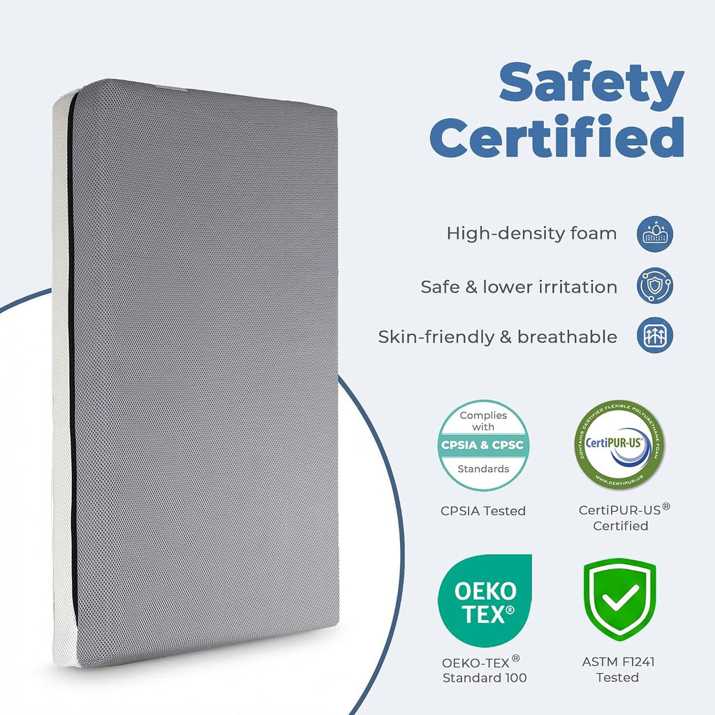 Mini Crib Mattress 38 * 24 * 4 inches, Grey with White Dual-Sided | mini crib mattress 38*24*4 inches, Grey with