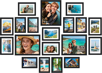 Picture Frames set of 19, Including 8x10, 5x7, 4x6 Black Frame | Multi Picture Frames Collage Wall Decor, Gallery