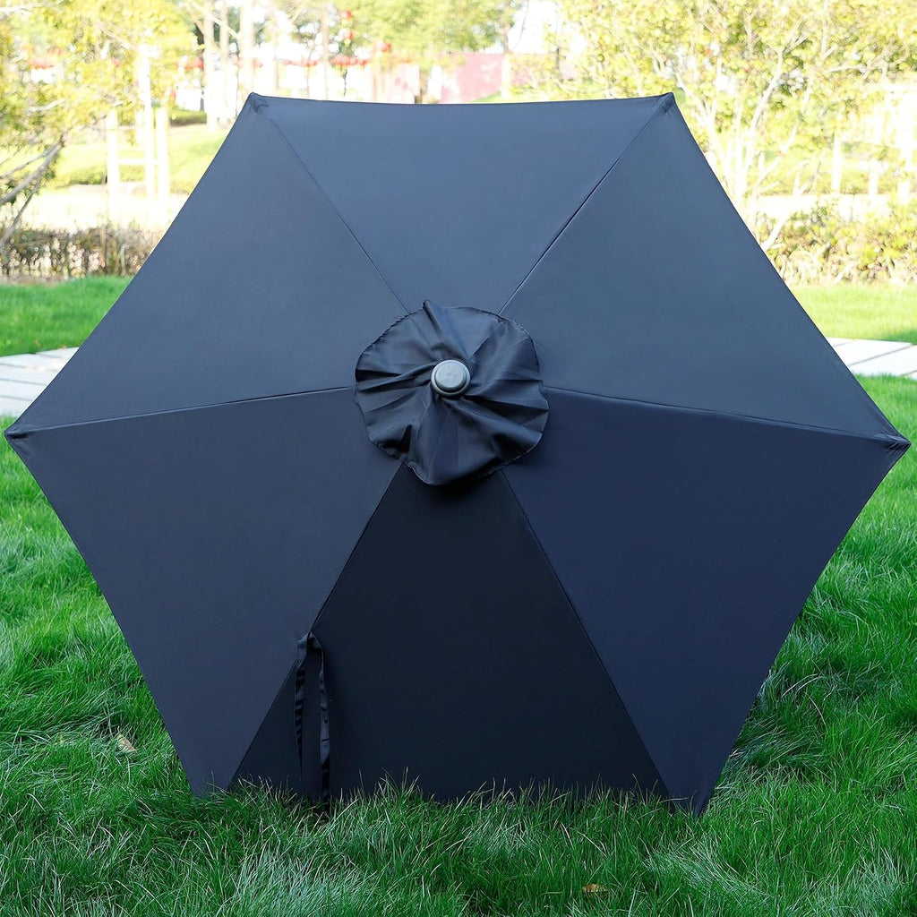 7.5 ft Patio Umbrella, Yard Umbrella, Outdoor Market Umbrella with Push Button Tilt Crank (Black)
