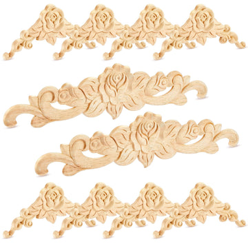 10 Pcs Wood Appliques and Onlay for Furniture,Small Size, Flower