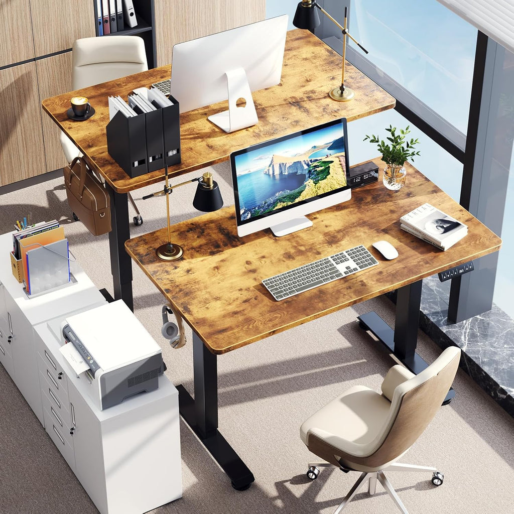 47.2" Standing Desk, Adjustable Height Office Desk with Wood Desktop, Computer Table Work, Study and Gaming