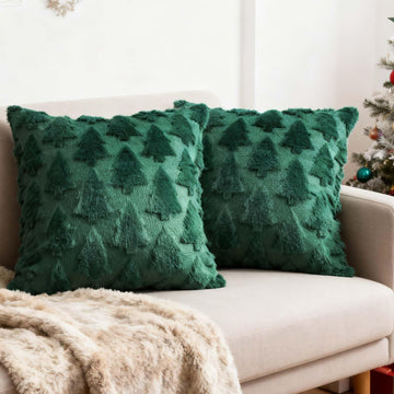Christmas Pillow Covers 18x18, Dark Green Christmas Tree Decor