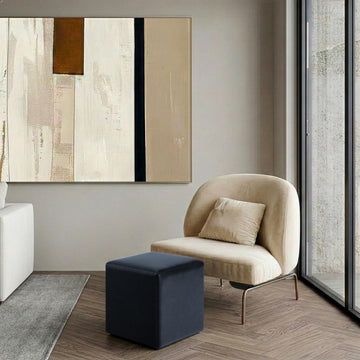 18" Warren Ottoman Square Faux Leather Bench, Stationary Ottomans, Backless Chair, Footrest, Footstool Office