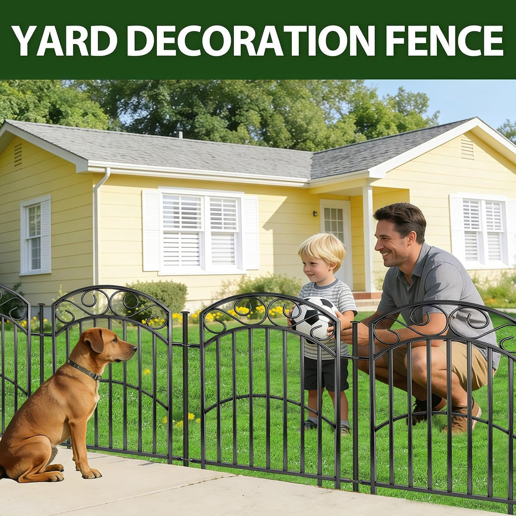8 Panels No Dig Decorative Outdoor Garden Fences for Garden Yard Backyard , 32in(H)×18Ft(L) Metal Rustproof Thickened