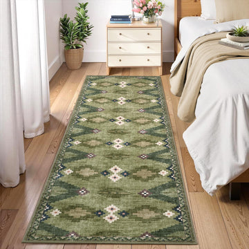 Hallway Runner Rug 2x8 Washable Non Slip Mid Century Runners