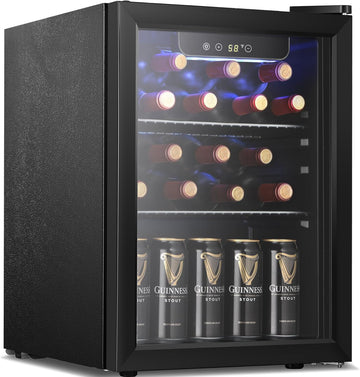 Beverage Refrigerator Cooler 68 Can, Mini Fridge with Glass Door for Beer Drinks