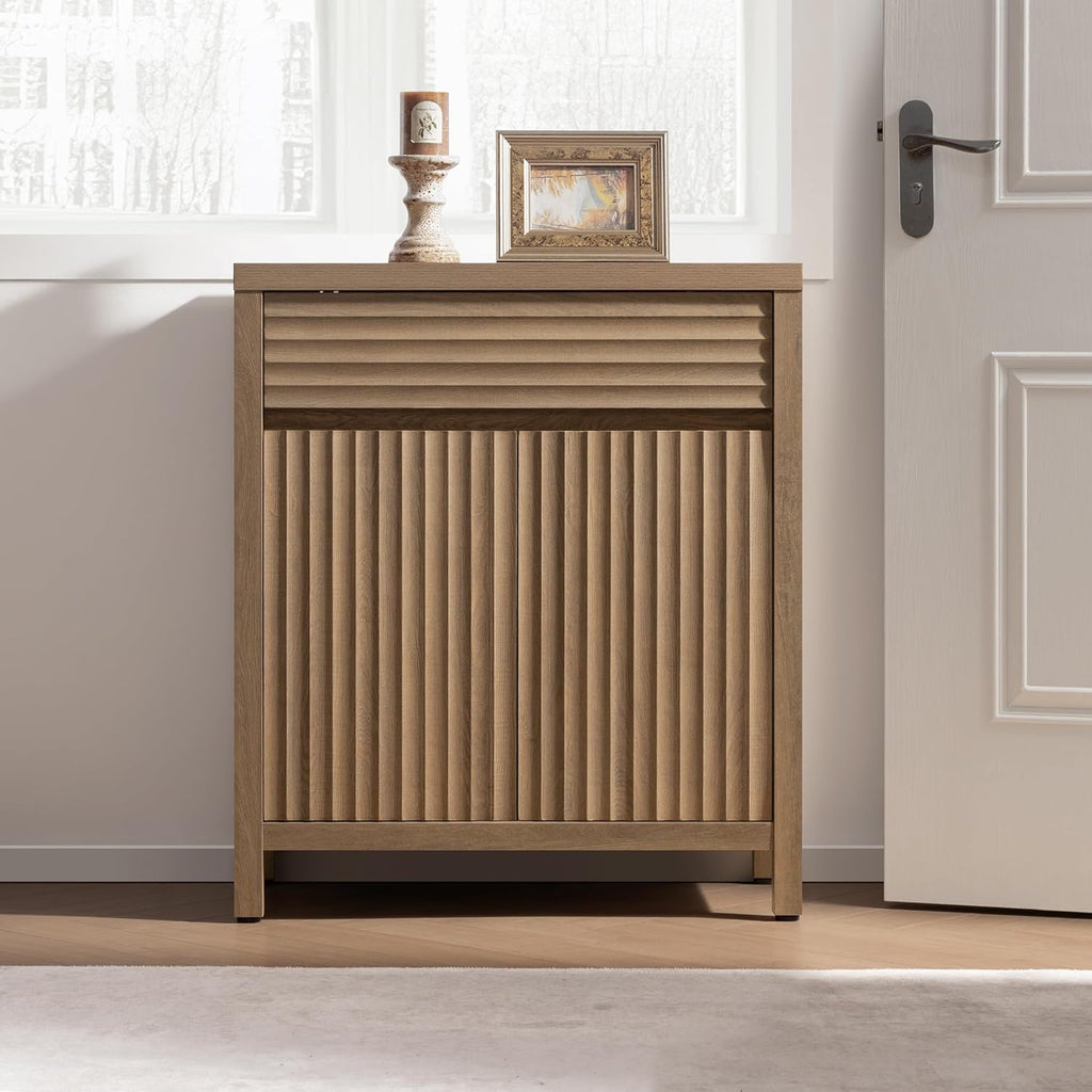 58" Fluted Buffet Cabinet with Storage, Modern Farmhouse Sideboard with Drawers & 3-Level Adjustable Shelves