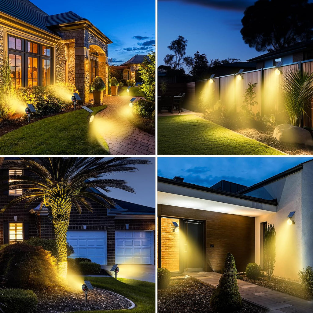 Solar Spot Lights Outdoor Waterproof, Landscape Spotlights | Warm White, 4 Pack/53 LED/3 Modes, Adjustable Solar