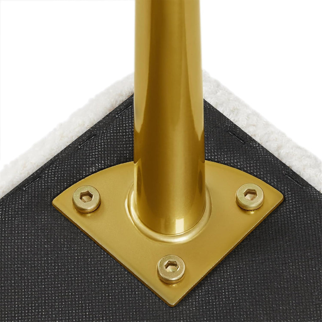 45in Boucle Ottoman Bench End of Bed, Ivory | Tufted Upholstered Bench Seat, Bed Bench with Tapered Gold Metal Legs