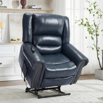 Genuine Leather Power Lift Recliner Chair, Lazy Boy Recliner Chair with Charging Ports for Living Room Theater Seating