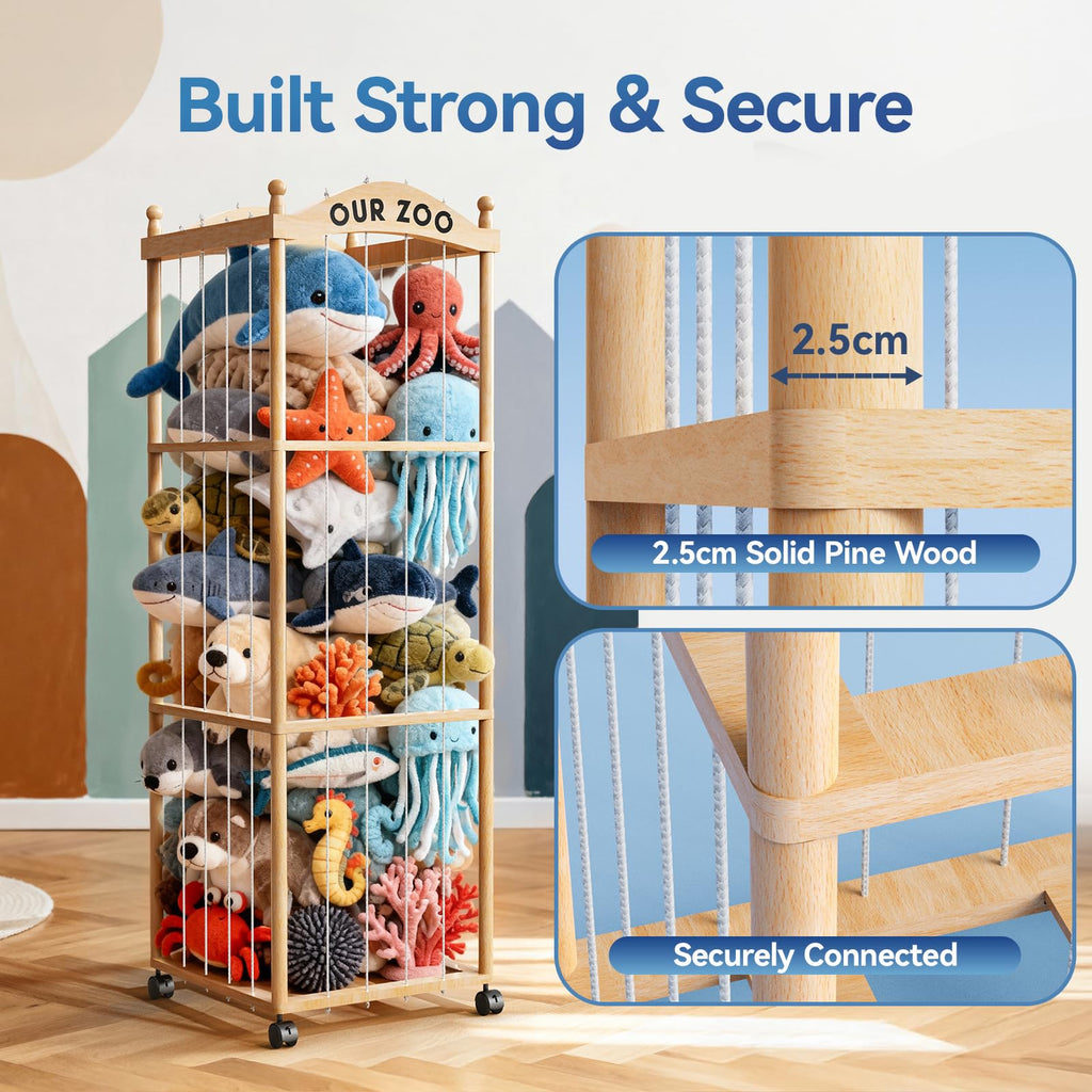 Stuffed Animal Storage with Wheels, Large Stuffed Animal Zoo Organizer