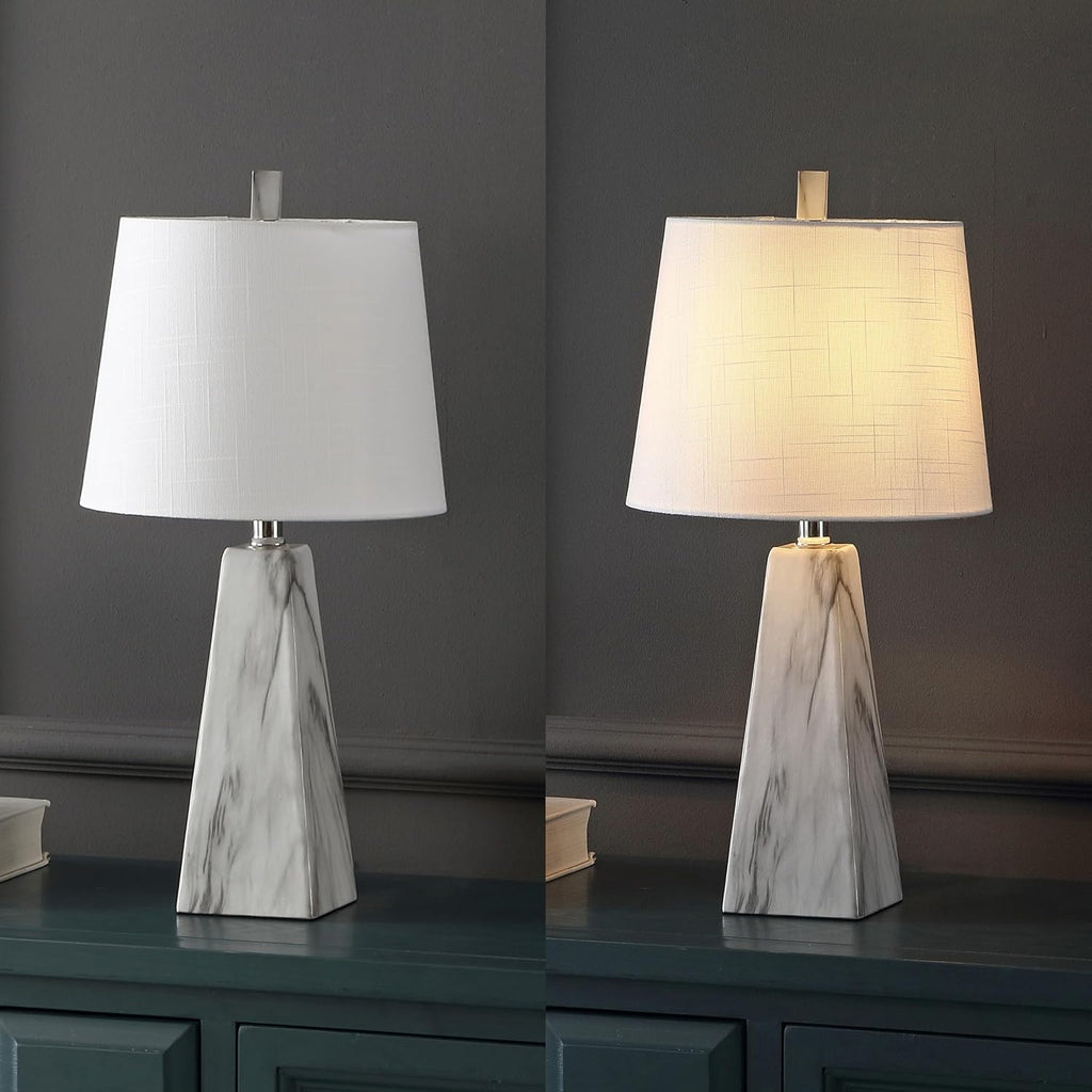 20.5" White Marble Finish Modern Resin Table Lamp Living Room