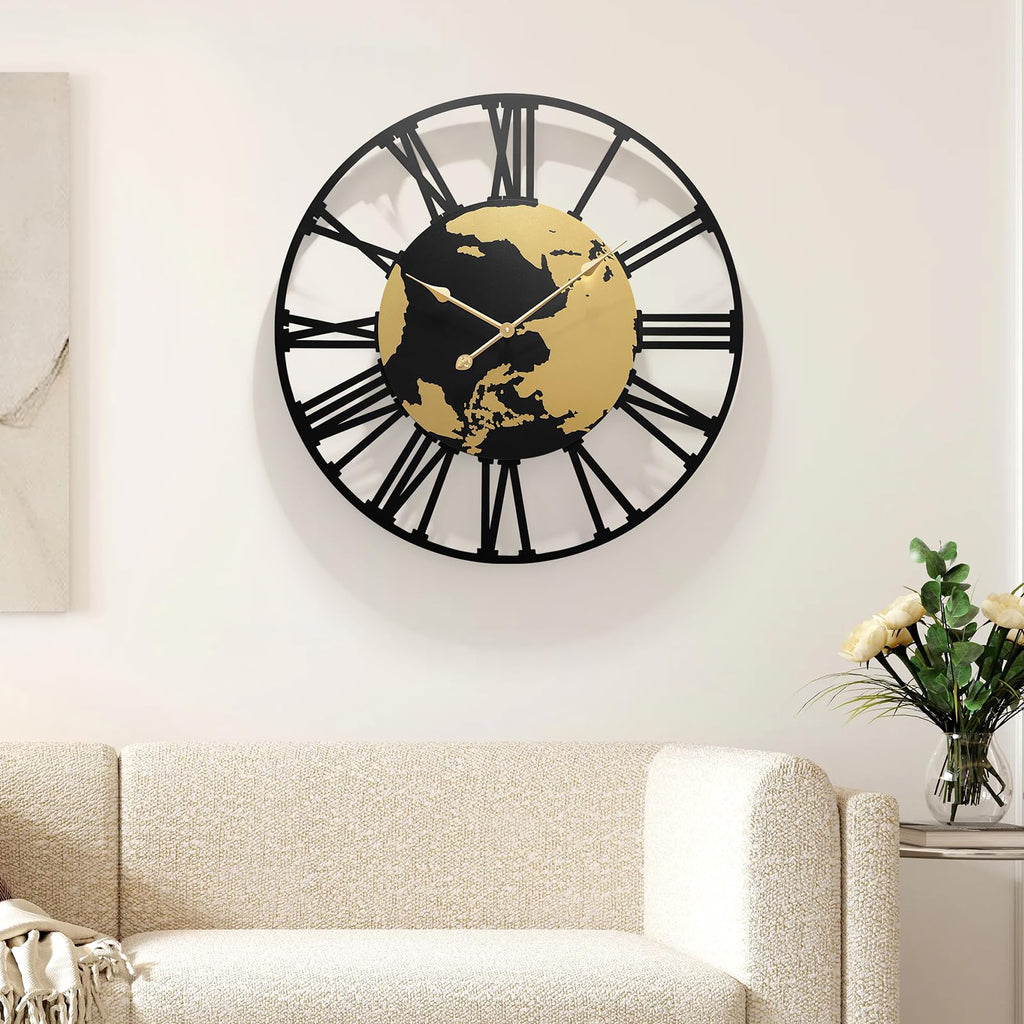 Large Wall Clocks Decor, World Map Large Round Wall Clock 30 Inches Or Larger Clock /Living Room/Kitchen/Dining Room