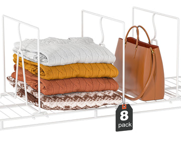 Wire Shelf Dividers for Closet: Tall 10.6in x Deep 12in, 8 Pack