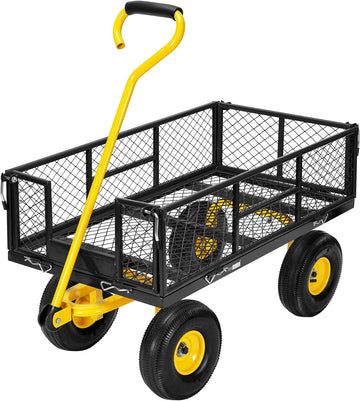 Heavy Duty 880 Lbs 4.5 Cu Ft Mesh Steel Garden Cart Utility Wagon | Removable Sides and 4.10/3.50-4" Wheels 10 inch