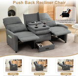 74'' RV 3 Seater Recliner Sofa, Linen Fabric Three Camper Couch 3 Seater Recliner