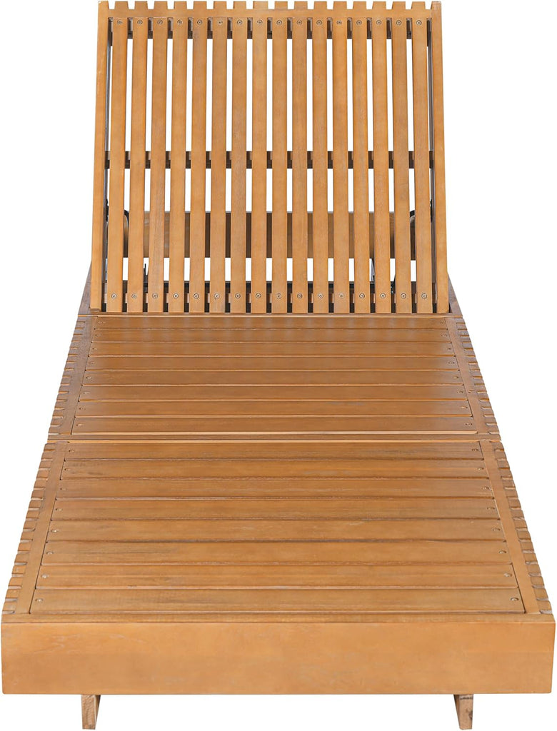 Acacia Wood Chaise Lounge Outdoor, Wooden Patio Chaise Lounge, Outdoor Sunbathing Lounge Chair, Adjustable