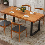Minimalist Solid Wood Dining Table with Sturdy Metal Base - Easy Assembly, Versatile Design for Dining Rooms, Living