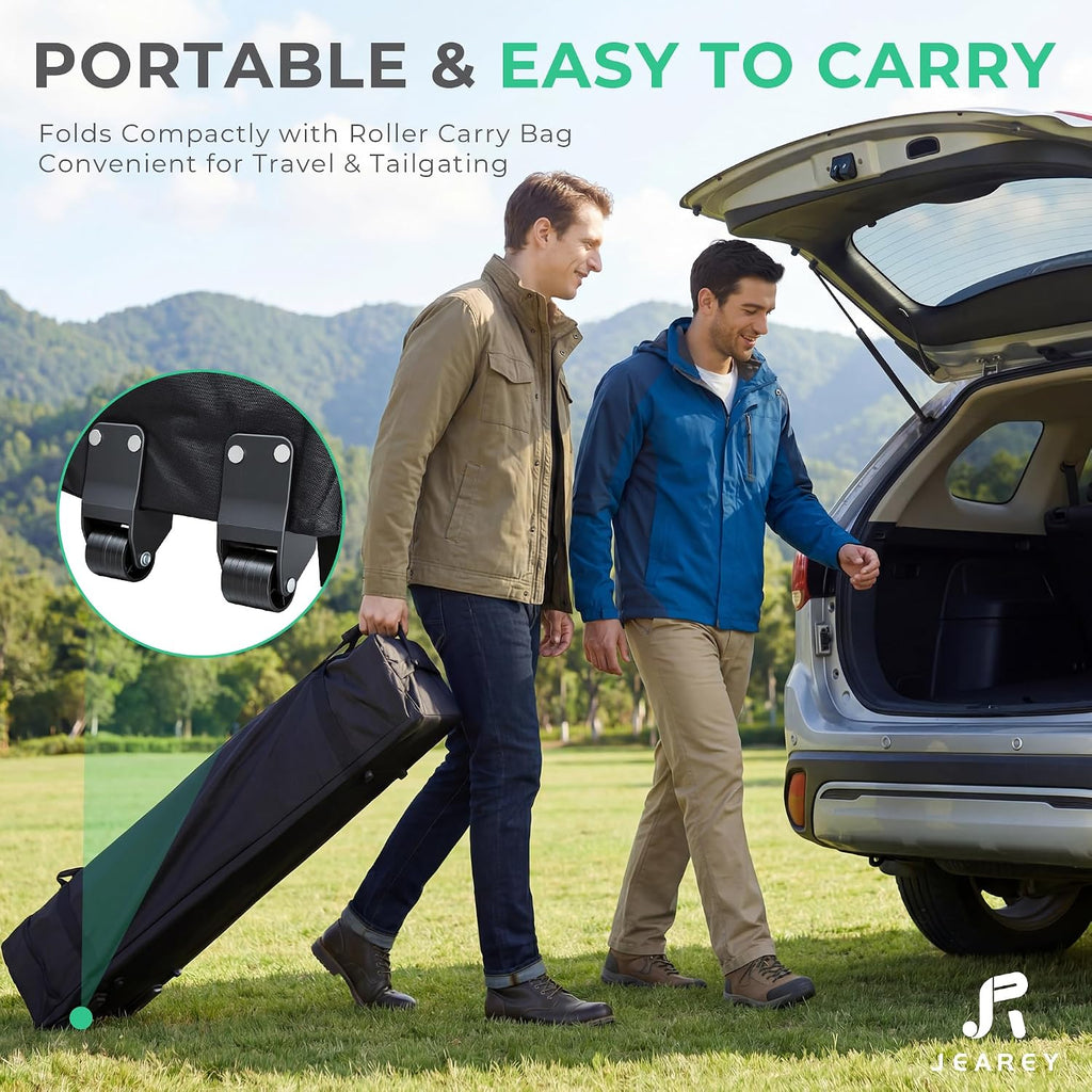 10x10 ft Pop Up Canopy Tent, Heavy Duty Outdoor Canopy with 1-Push Instant Setup, Commercial Tent with Roller Bag