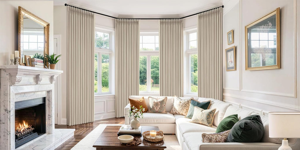 Pinch Pleated 100% Blackout Curtains 4 Panel Set for Bedroom Thick Linen Memory Trained Pleat Living