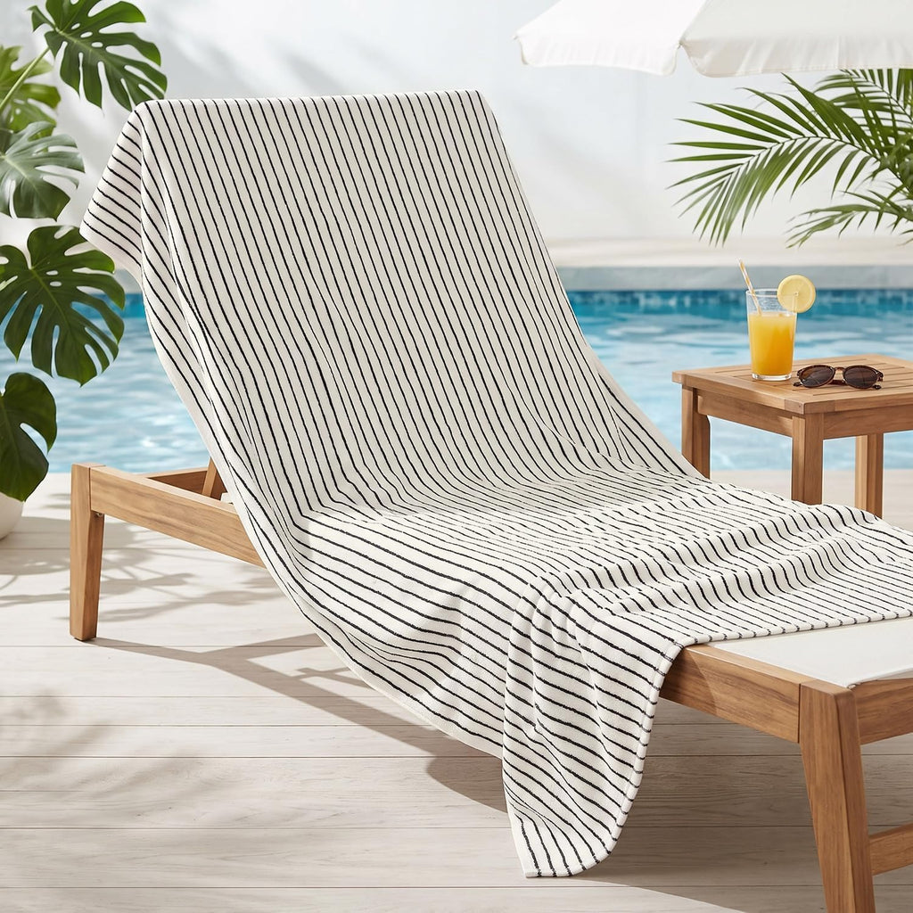 & Cream Striped Bath Sheets Set of 2, Extra Large Bath Towels | Cotton Bath Towel Oversized , Beach & Pool, 35" x 70"