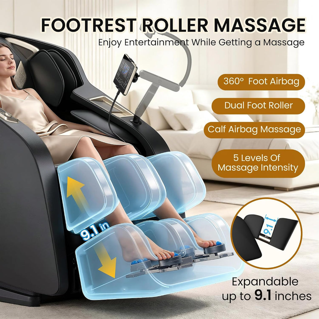 4D Massage Chair Full Body, Zero Gravity 55" SL-Track Shiatsu Massage Recliner Chair with Body Scan, APP & AI Voice