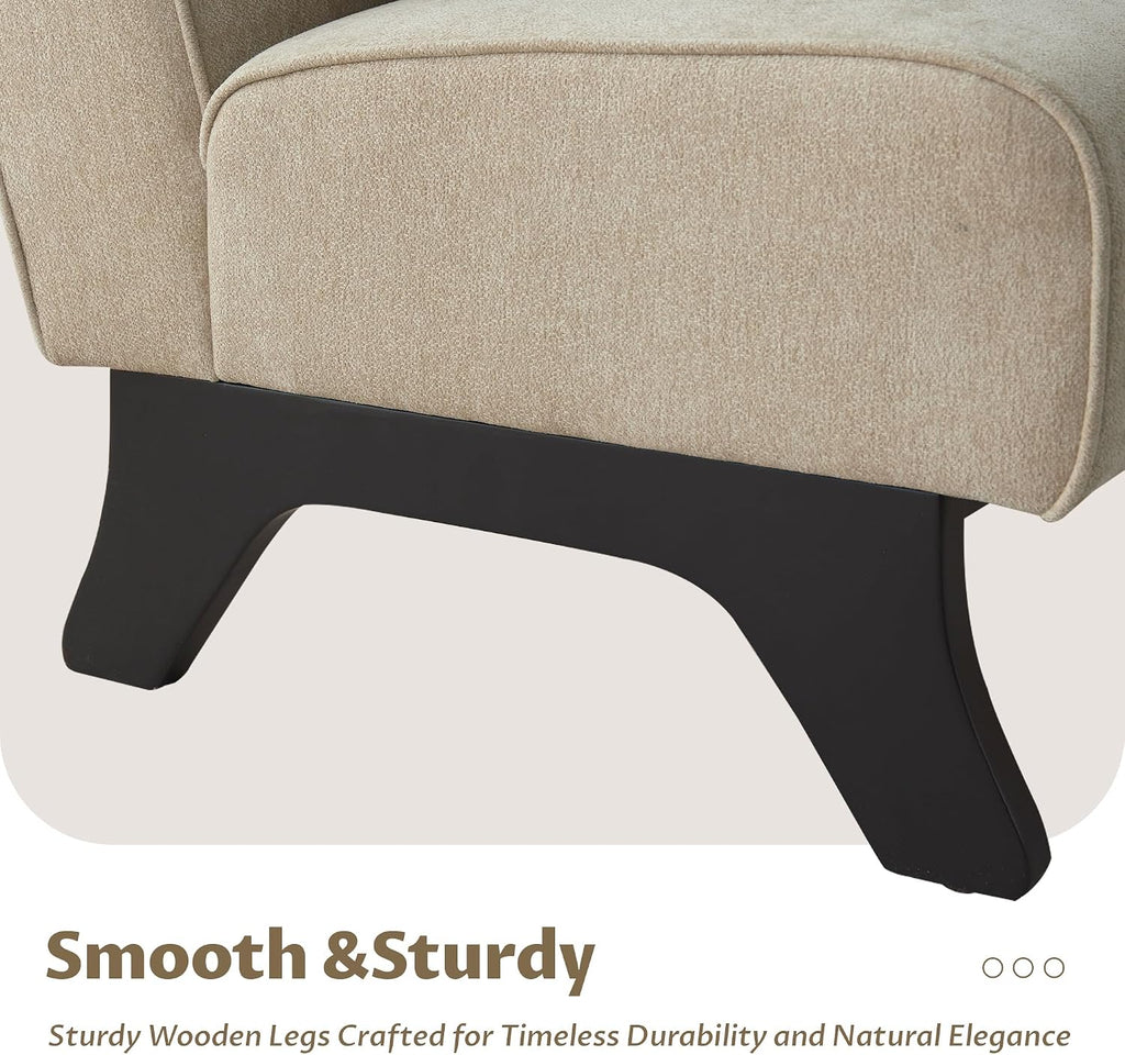 Armless Accent Chair Upholstered Comfy Modern Living Room Side Chair | Comfy Small Accent Lounge Chair with Pillow &