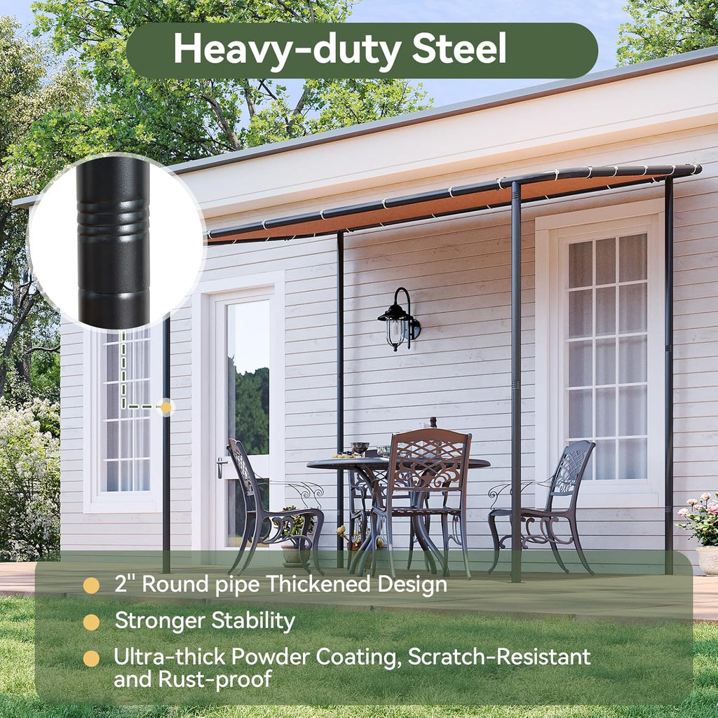 10x6 Lean to Gazebo Outdoor Pergola with Water Resistant & U - Image 5