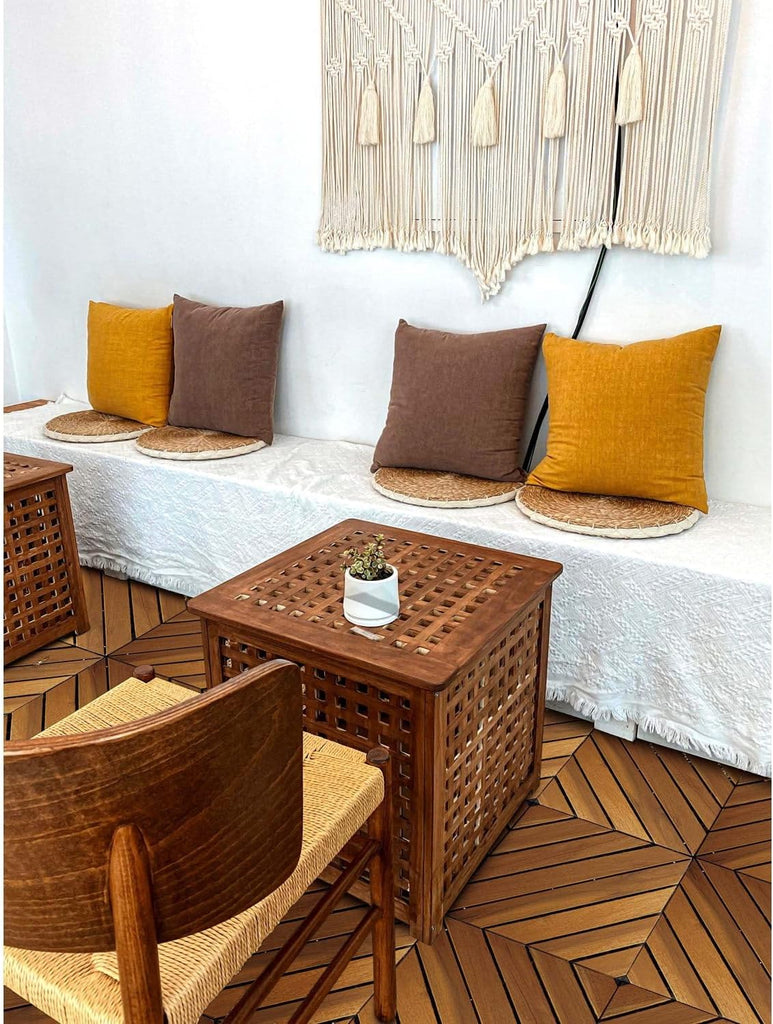 Acacia Wood Deck Tiles, 10 Pack, Interlocking Design
