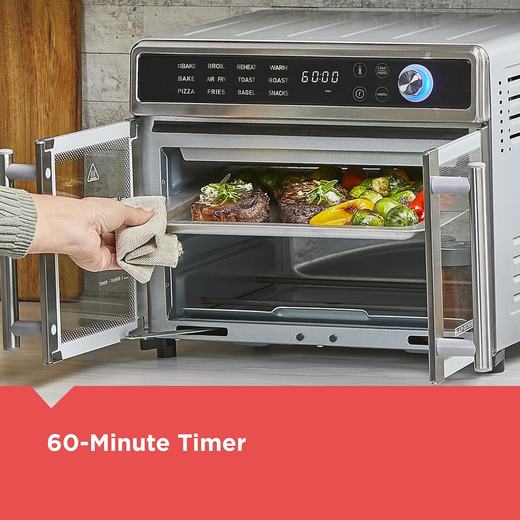 Crisp 'N Bake Air Fryer Toaster Oven Combo, 12 in 1 Countertop Convection Oven Cooks Food Fast, Fits a Whole Pizza or