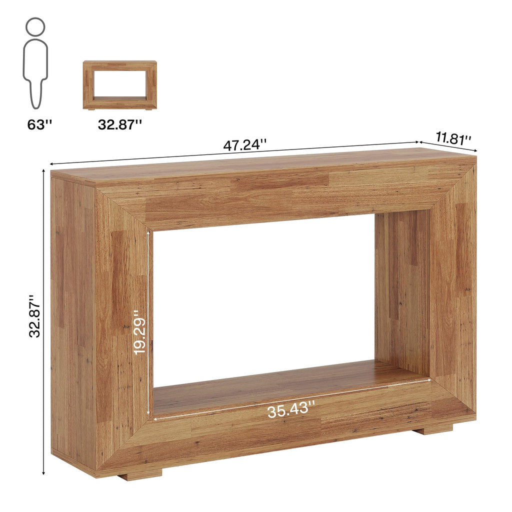 Farmhouse Console Table, 47 Inches Entryway Console Table with Storage, Industrial Hallway Accent Table, Entrance