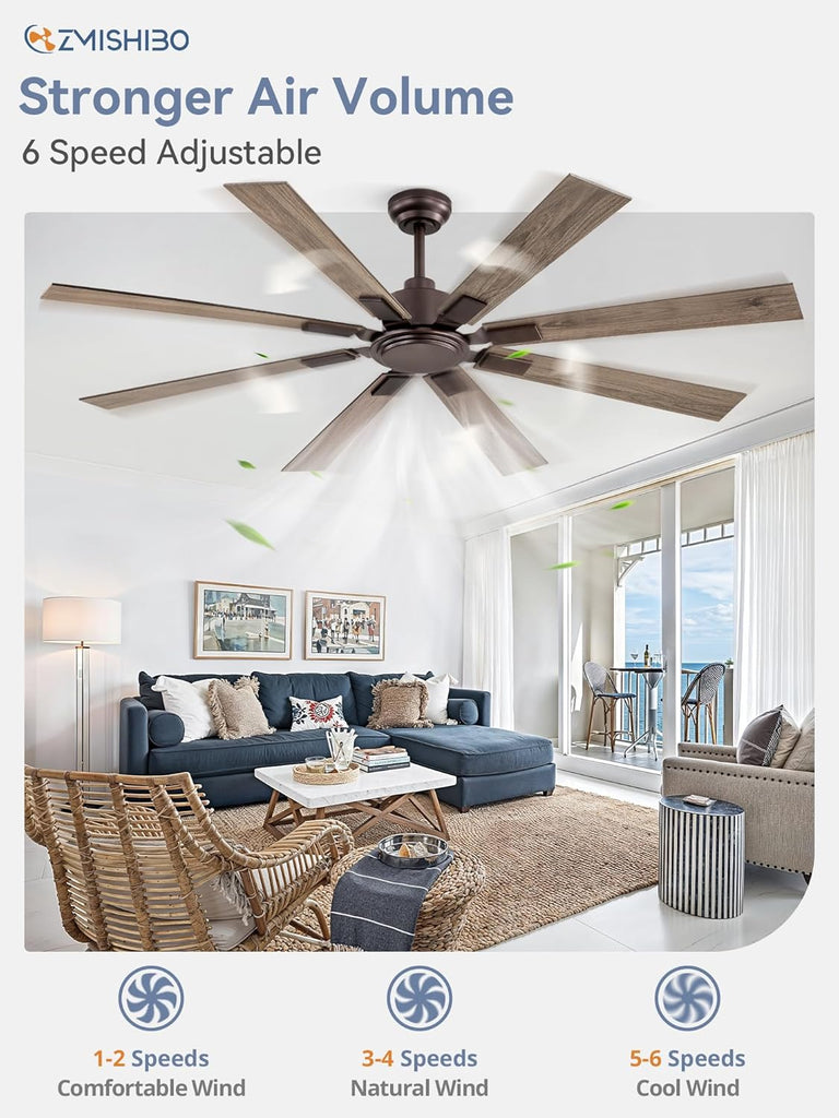 65 Inch Oil Rubbed Bronze Ceiling Fans No Light with Remote, Indoor/Outdoor Farmhouse Ceiling Fan Without Light