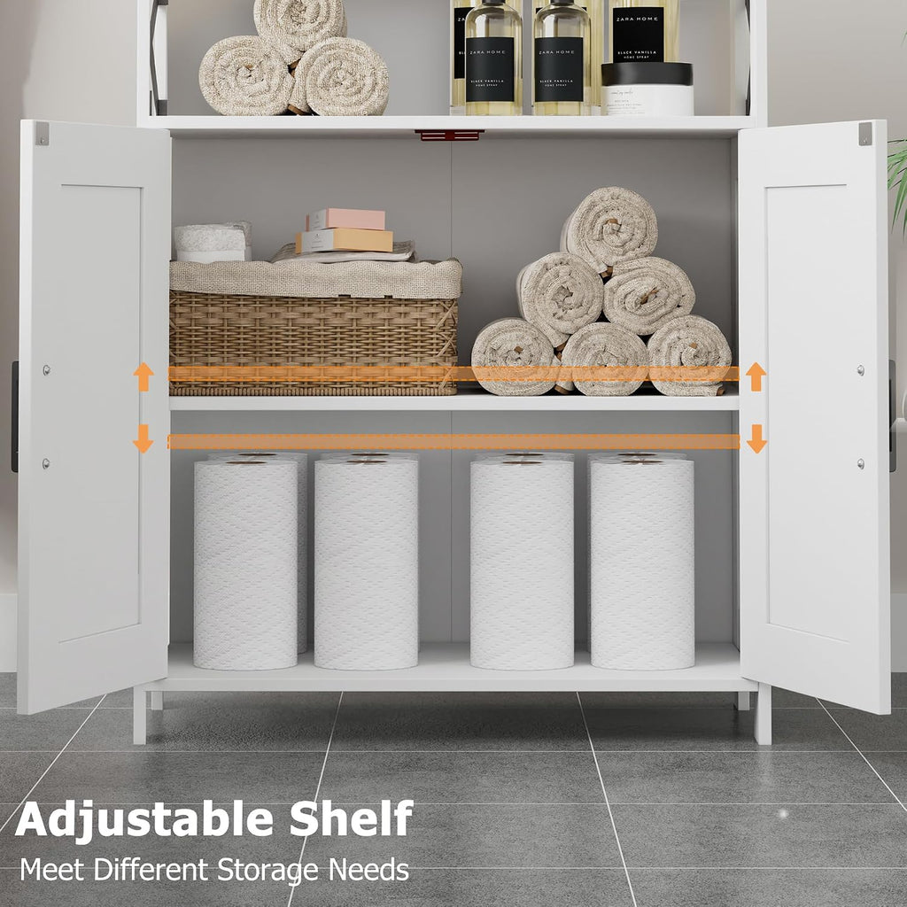 Farmhouse Bathroom Storage Cabinet with Doors, Small Floor Cabinet | Toilet Paper Cabinet with Adjustable Shelf