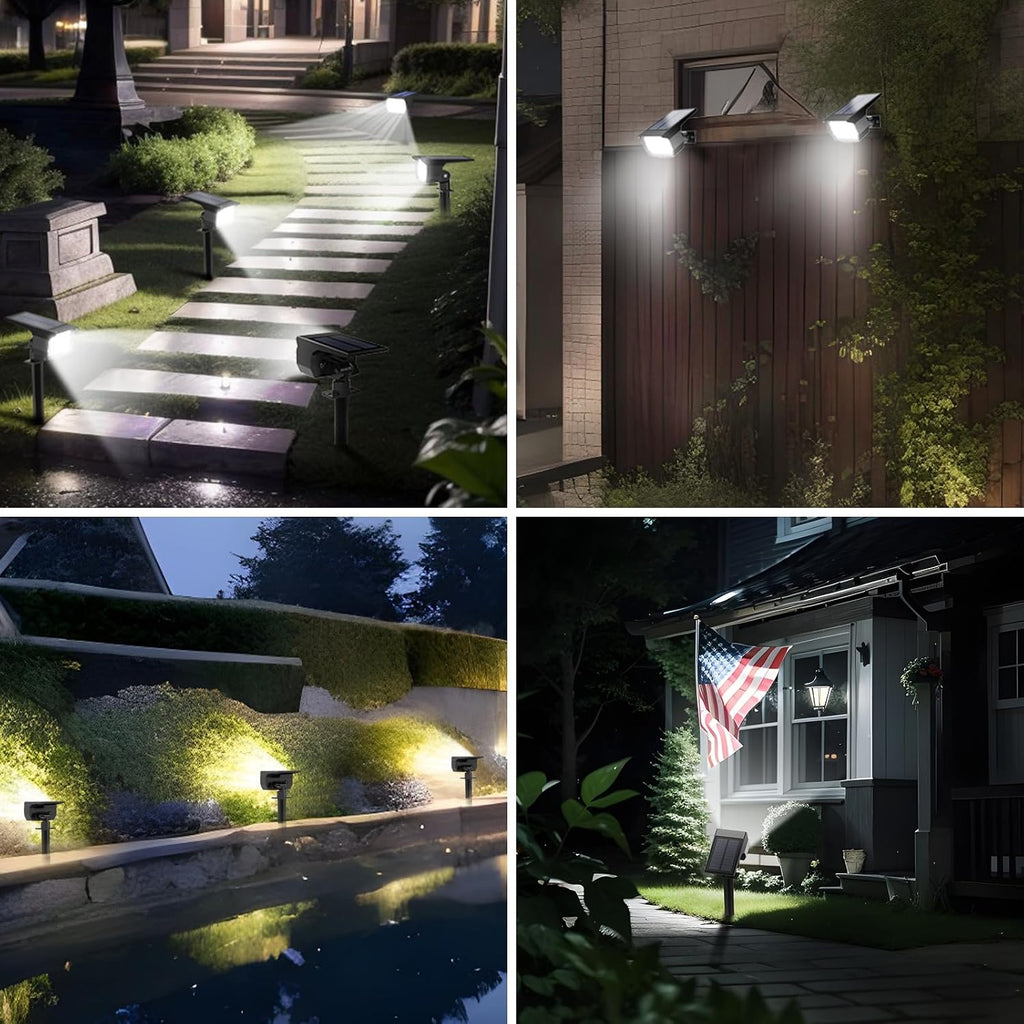 Solar Spot Lights Outdoor 10 Pack, [46 LED/3 Modes] Solar Landscape Spotlights Waterproof, 2-in-1 Auto On/Off Solar