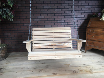 3FT Cypress Roll Porch Swing Made in USA with Hanging Hardware Apartment Size Swing
