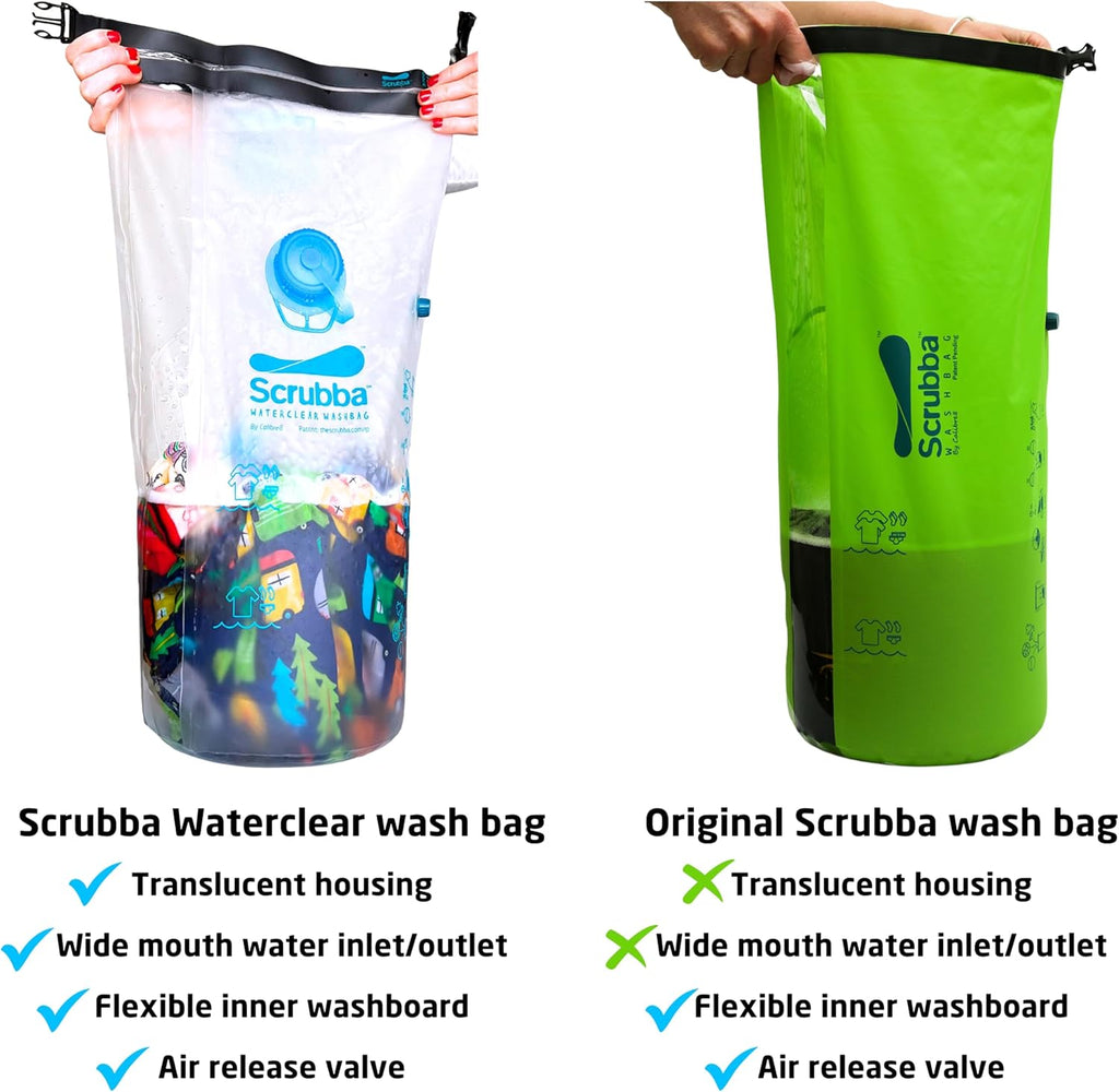 Waterclear Wash Bag Portable Washing Machine - New Water Inlet/Outlet for easy rinsing - Manual Portable Washer for