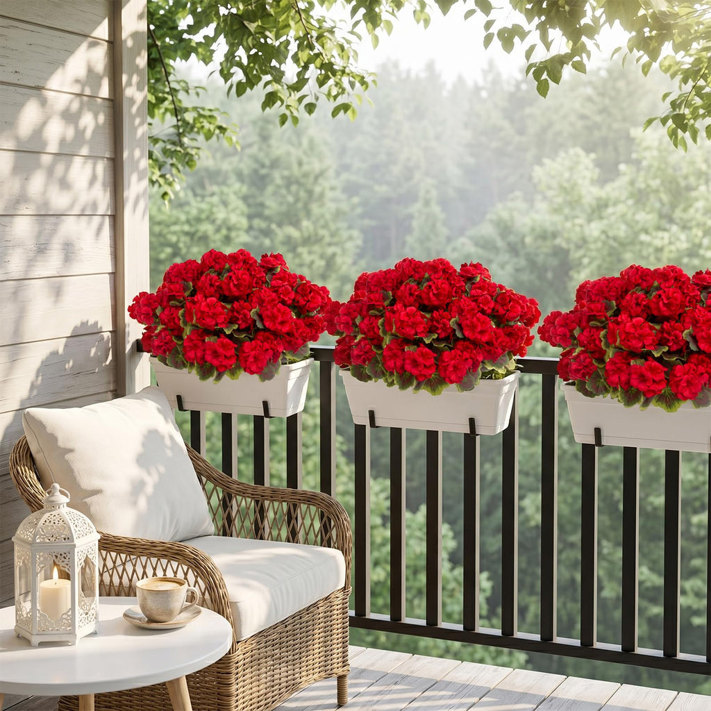 16 Pcs Artificial Geraniums for Outdoor Christmas Decor, Red