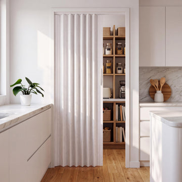 36" x 80" Premium Foldable Accordion Doors, Heavy Duty, White Oak