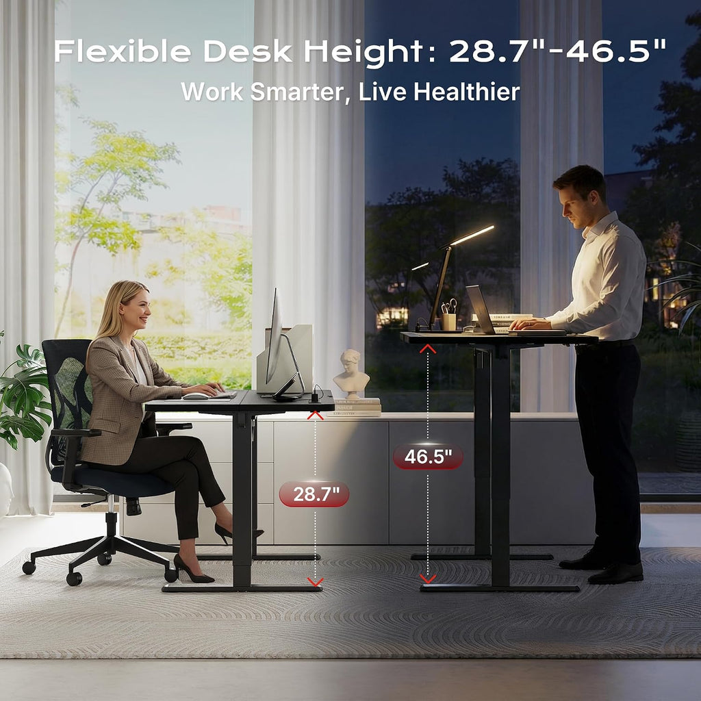 55 X 24 Inch Electric Standing Desk with Power Outlets and USB-C Port, Height Adjustable Desk, Sit Stand Desk