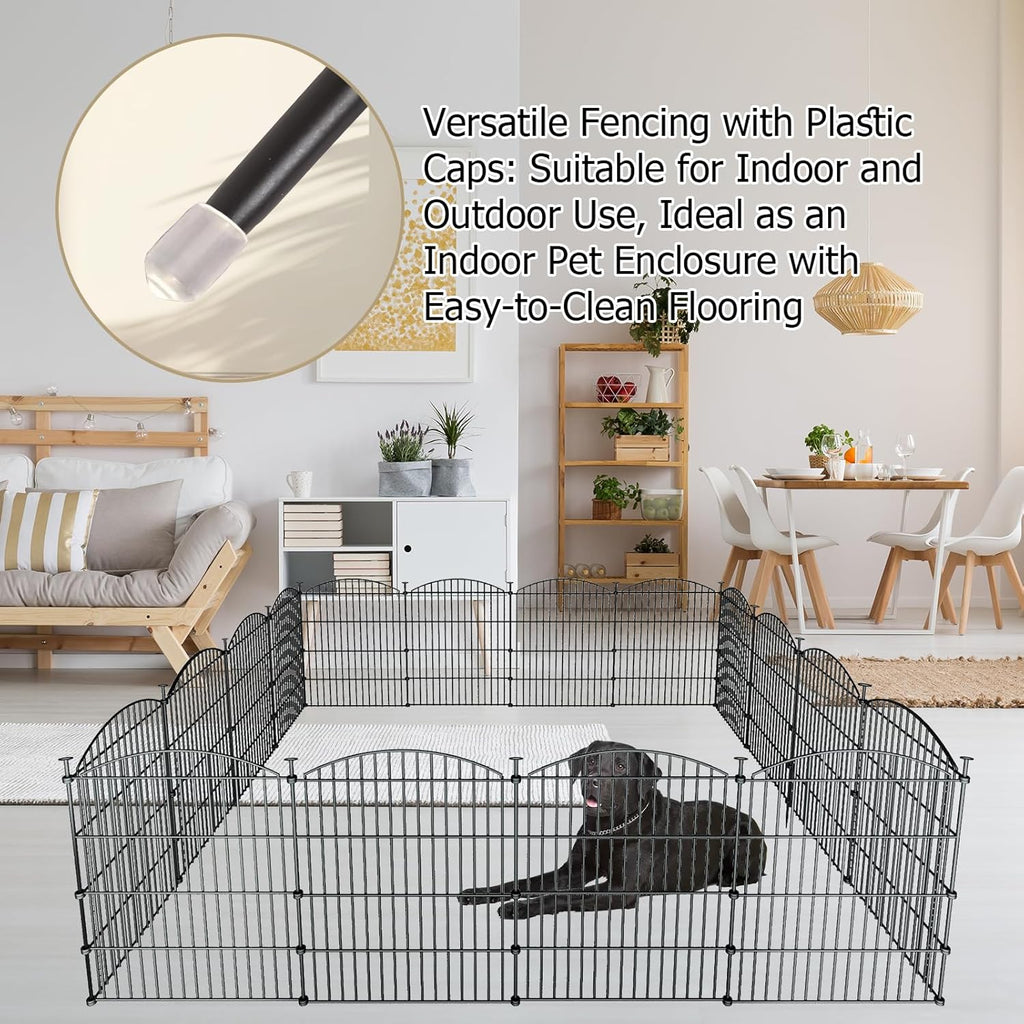 10 Panels Garden Fence Dog Fence Outdoor for Yard, 32in H x 23.6ft L Rustproof Metal Fencing with Ground Stakes | No