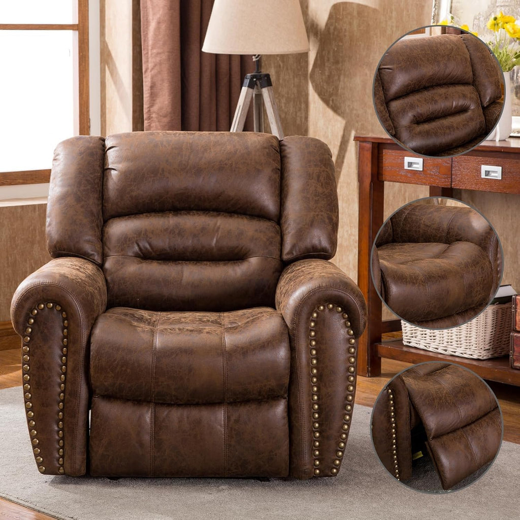 Power Recliner Chair,Faux Leather Electric Recliner Chair with Padded Arms and Adjustable Backrest,Single Sofa with