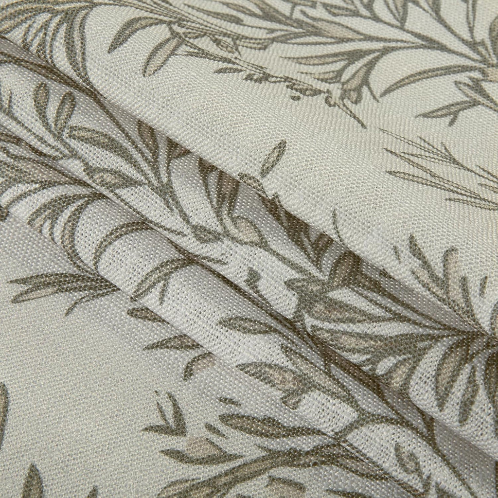 Pinch Pleat Leaf Print Cafe Curtains, Stone, 26W x 45L