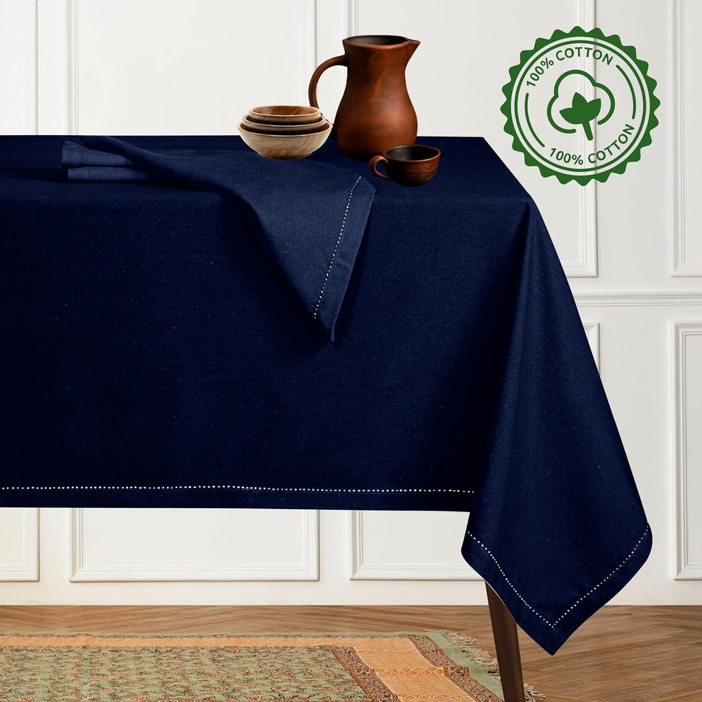 Tablecloth 60x84 Inches - 100% Cotton, Durable, Wrinkle-Free, Machine Washable Table Cover, Banquets