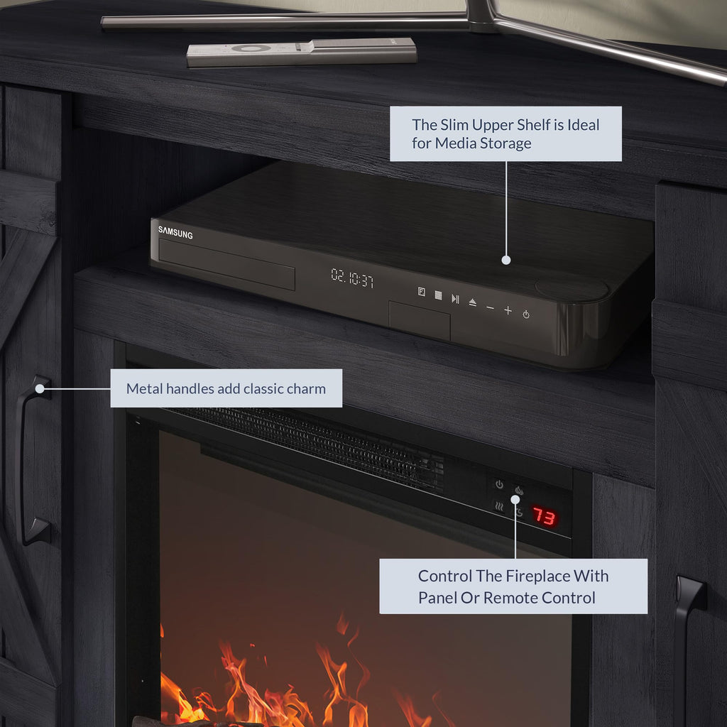 Veropeso 47" TV Stand with 18" Electric Fireplace - Rustic Grey