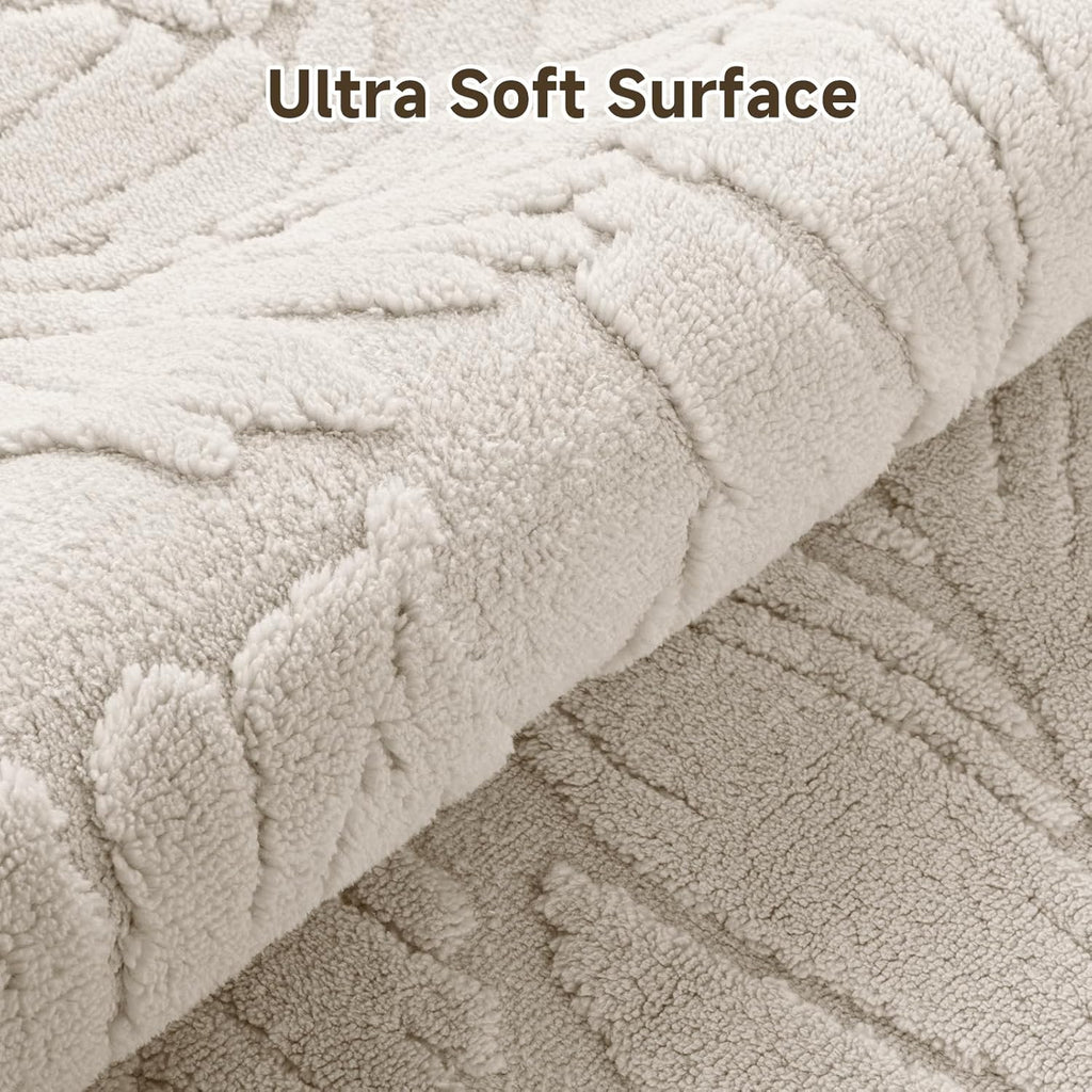Area Rugs for Living Room 9x12, Machine Washable Non Slip Neutral Boho Modern Rug, Soft Fluffy Carpe