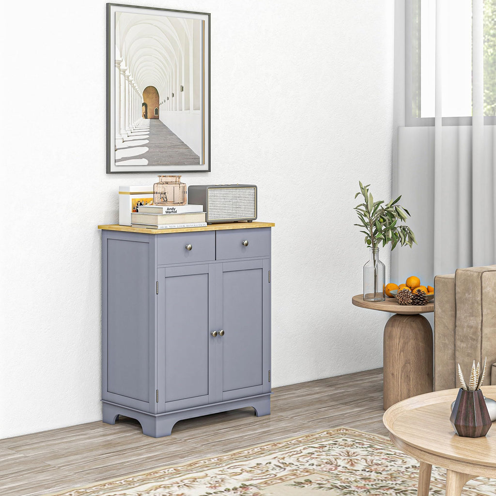 Sideboard Buffet Cabinet Solid Wood Countertop Gray