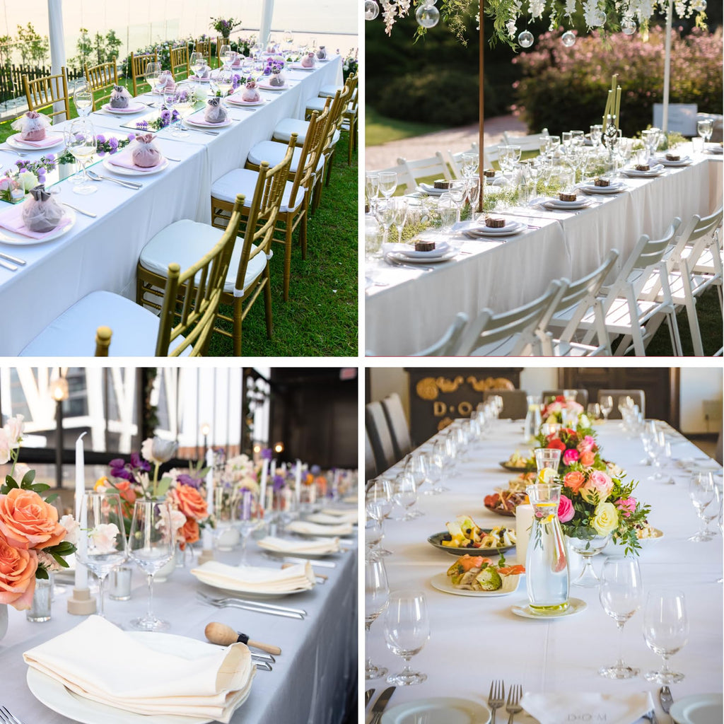 2 Pack White Rectangle Tablecloths 90x132 Inch for 6ft Tables