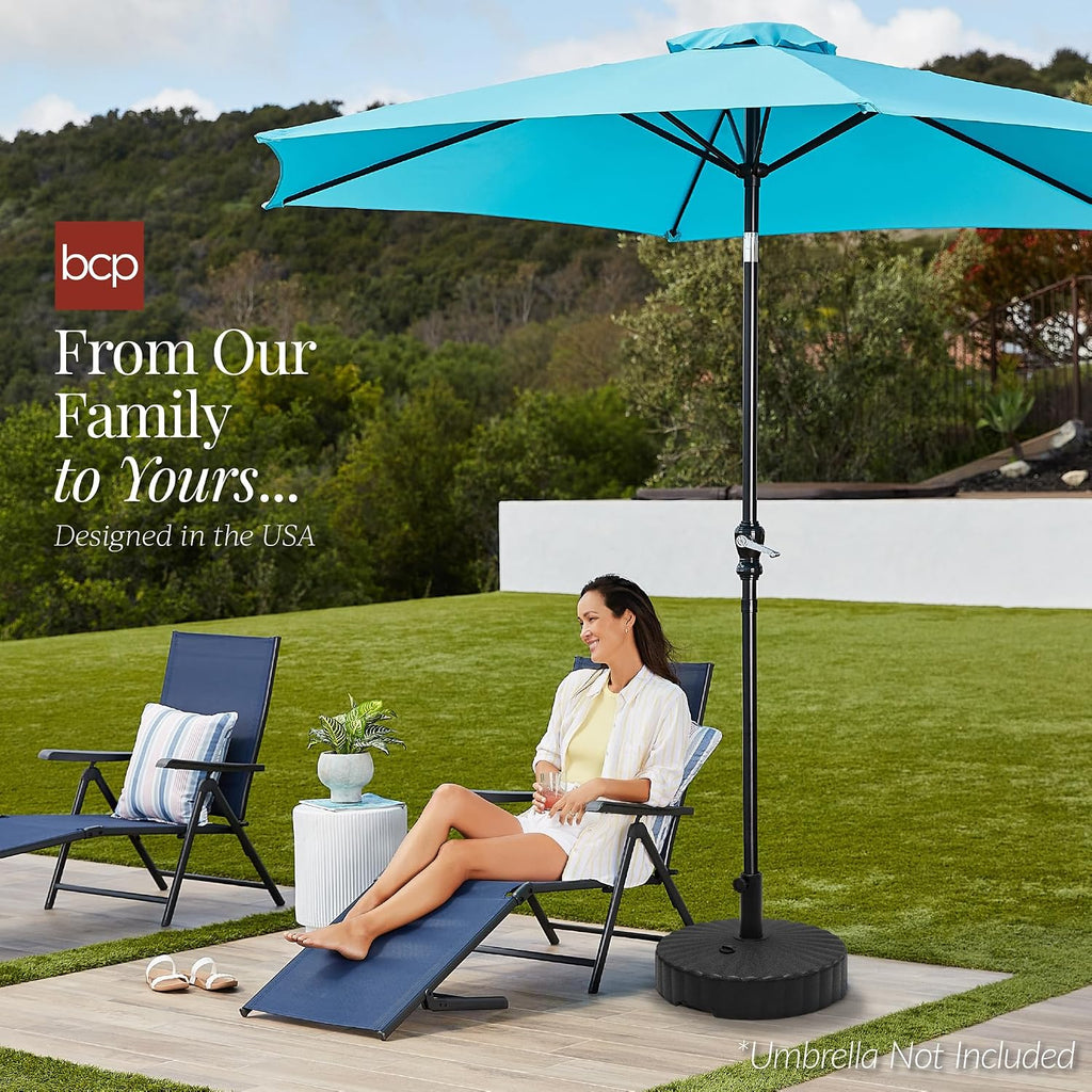Fillable Umbrella Base Stand Scallop Pattern Plastic Patio Umbrella Base Stand, Pole Holder w/ 55lbs Weight Capacity