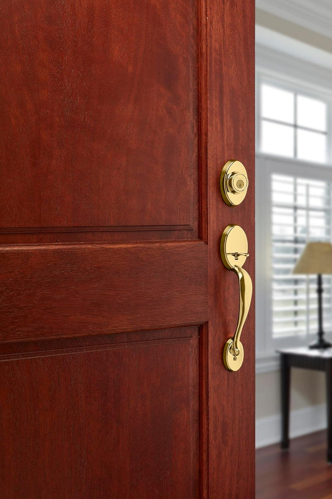 Chelsea Front Door Lock Handle and Deadbolt Set, Entry Handleset Exterior with Juno Interior Door Knob - Door Handleset