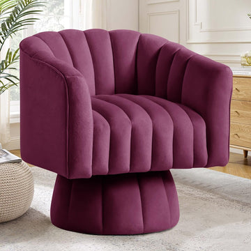 Swivel Accent Chair,360°Swivel Barrel Chairs, Mid-Century Chair with Wide Upholstered, Modern Velvet Fabric, Round